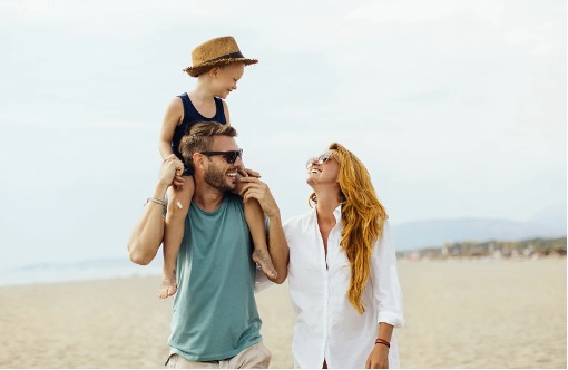 Family reviewing insurance options